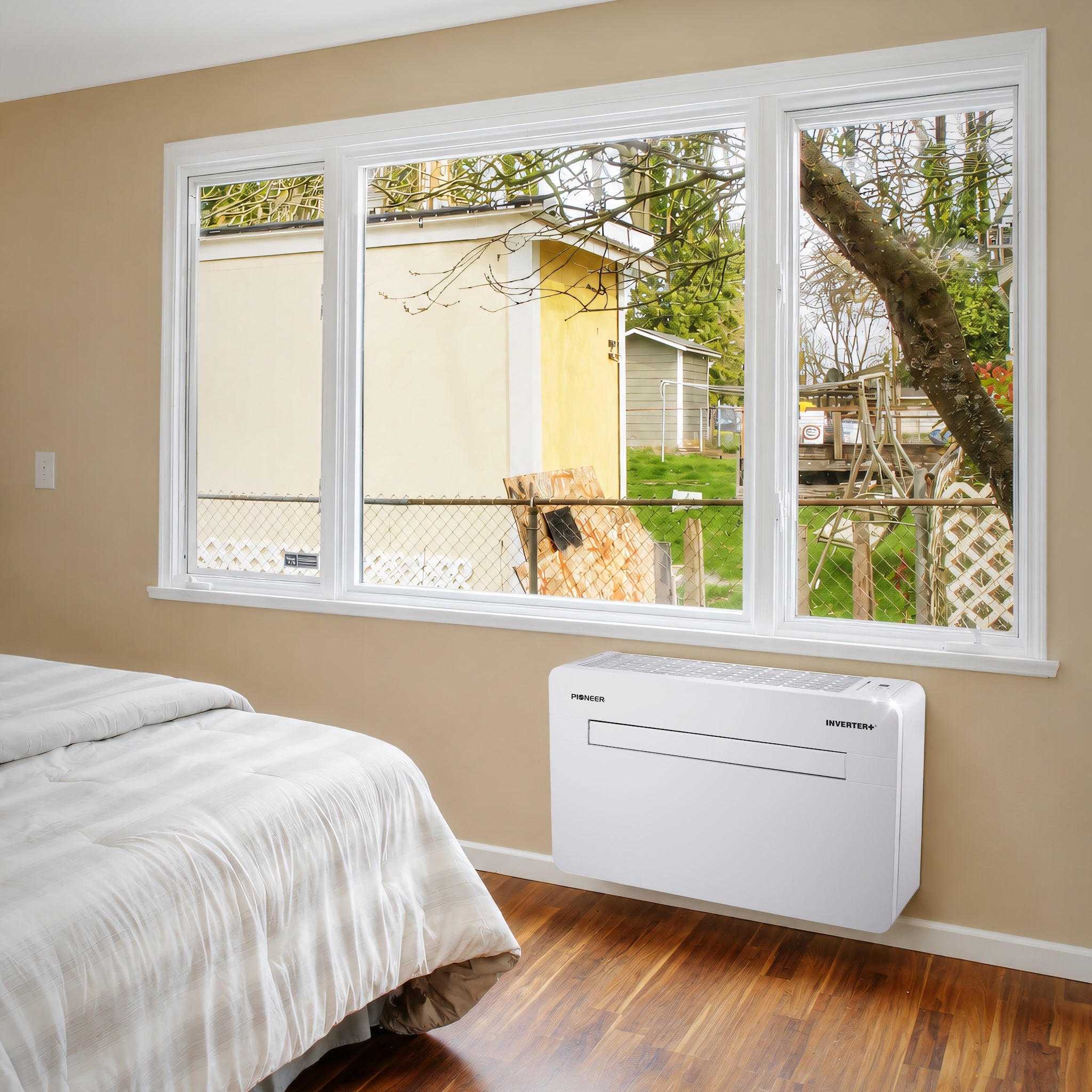 Pioneer 12,000 BTU All-in-One Console Inverter Heat Pump, Through-the-Wall Monoblock Packaged Unit with No Outdoor Condenser, 230V