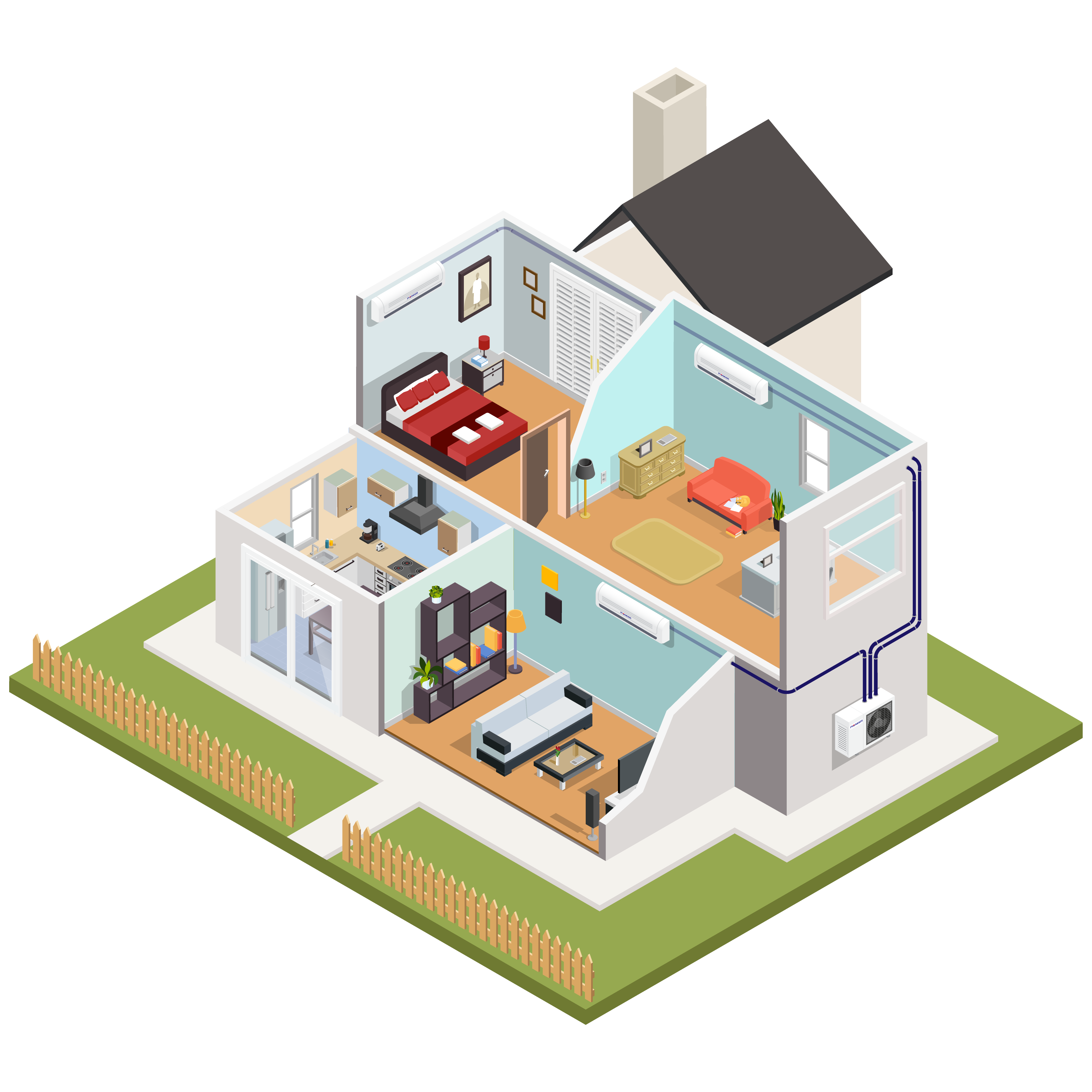 Triple Split 27000 BTU 2.25-Ton Quantum Ultra Wi-Fi 24 SEER2 Energy-Star Multi (3) Zone Wall Mount Air Conditioner Heat Pump 230-Volt