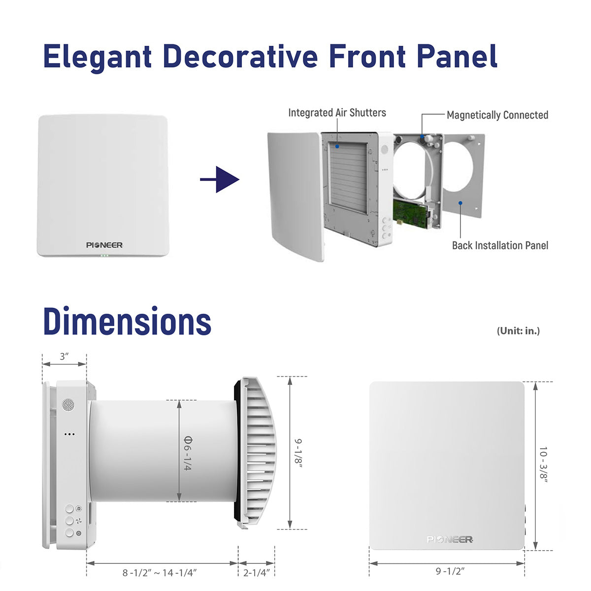 Pioneer ECOasis 50 Ductless Wall-Mounted Single-Room Wi-Fi Energy Recovery Ventilator - Thumbnail 3