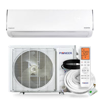 Pioneer air conditioning unit with indoor and outdoor units on a white background