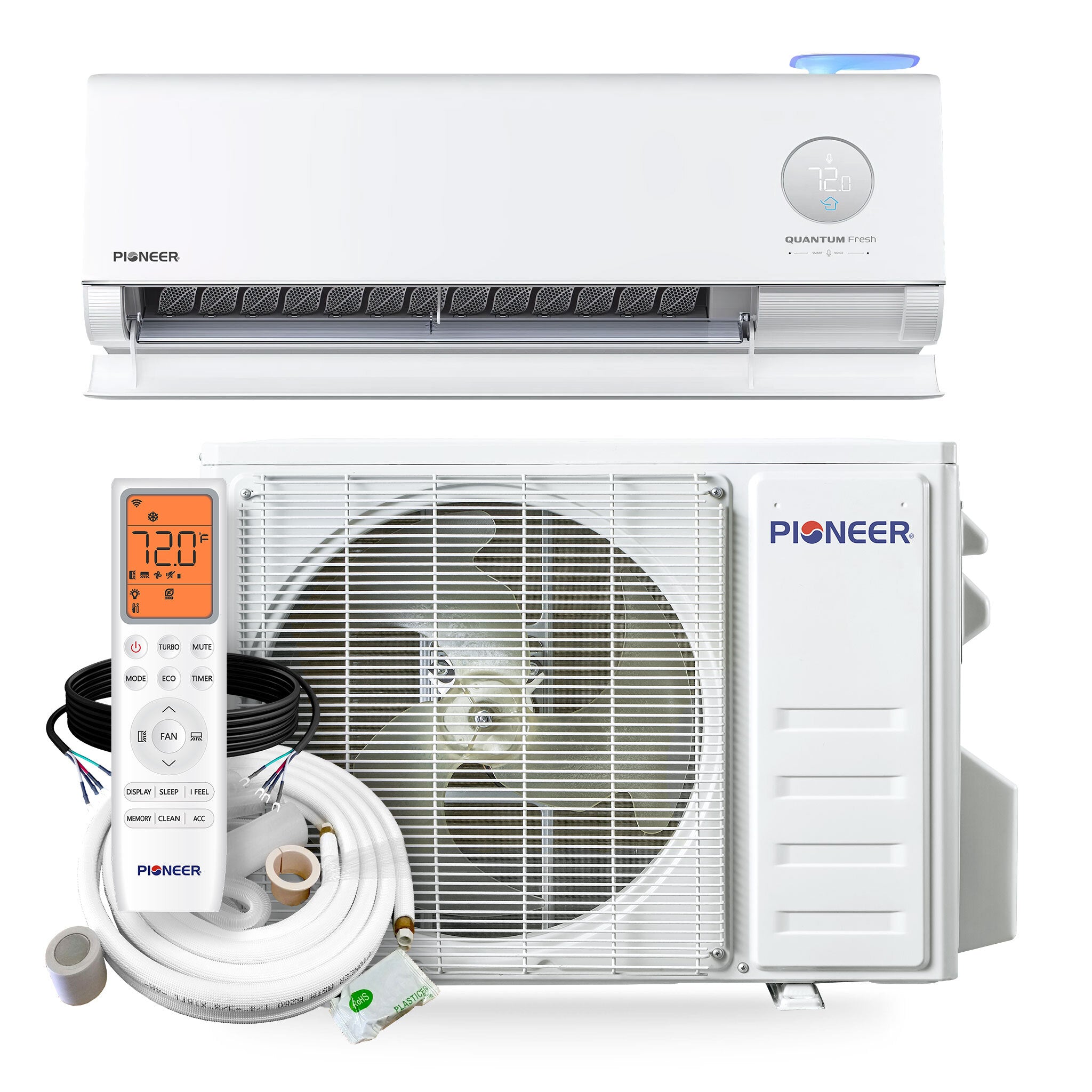Pioneer Quantum Fresh Series 12,000 BTU 24 SEER2 Ductless Mini-Split Heat Pump Full Set - Thumbnail 3