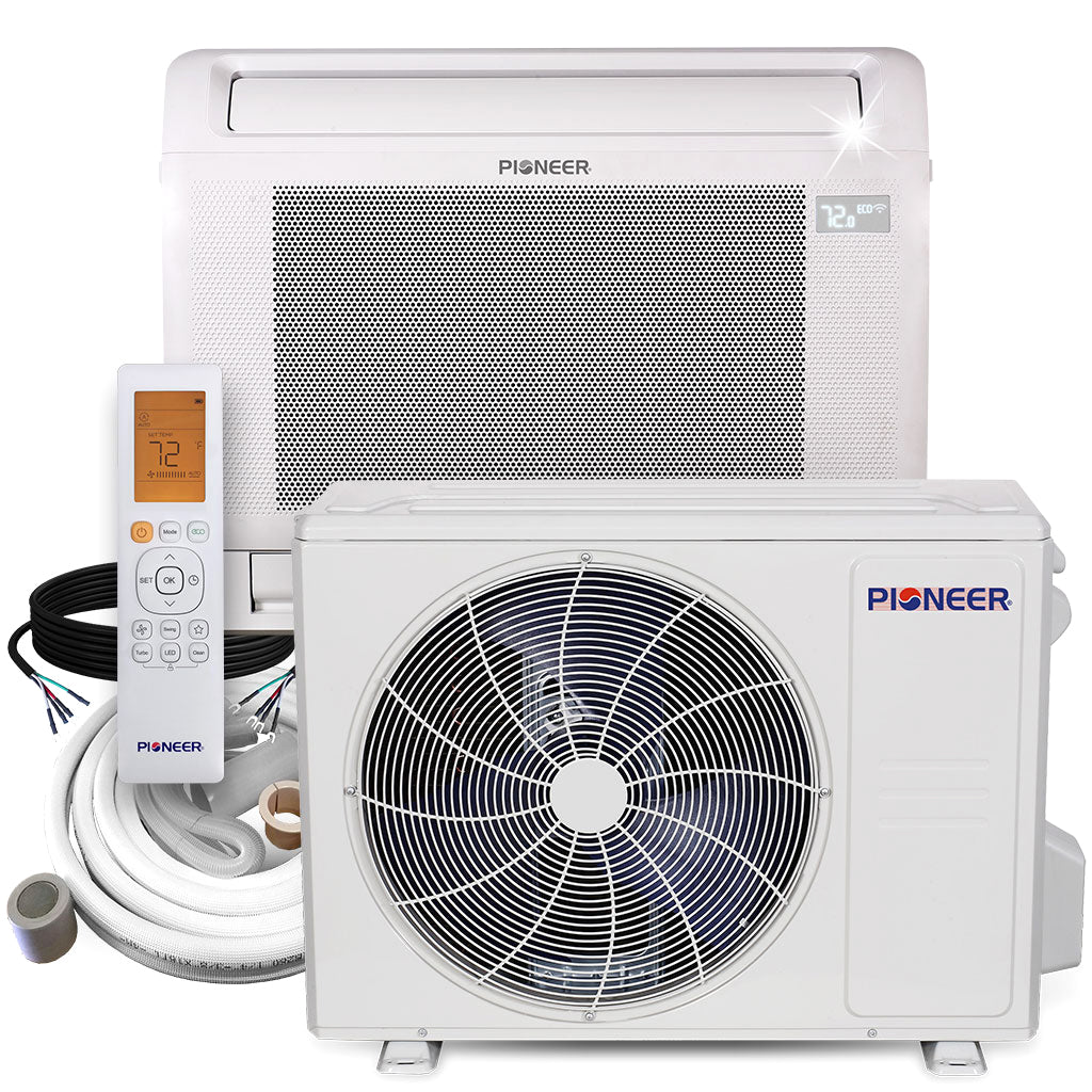 Pioneer® 12,000 BTU 21.5 SEER Consola de piso Mini-split Aire acondicionado Sistema de bomba de calor Juego completo
