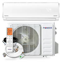 Pioneer air conditioner with remote control on a white background
