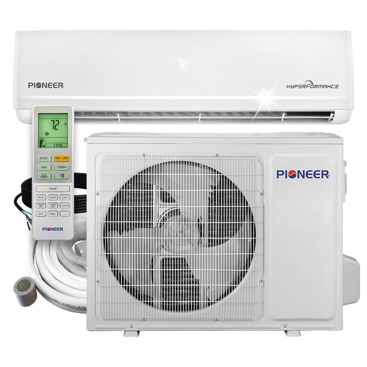 Pioneer® Hyperformance™ 18,000 BTU 20.5 SEER2 Ductless Mini Split Inverter++ Wi-Fi Enabled Air Conditioner Hyper Heat Pump Full Set 230V