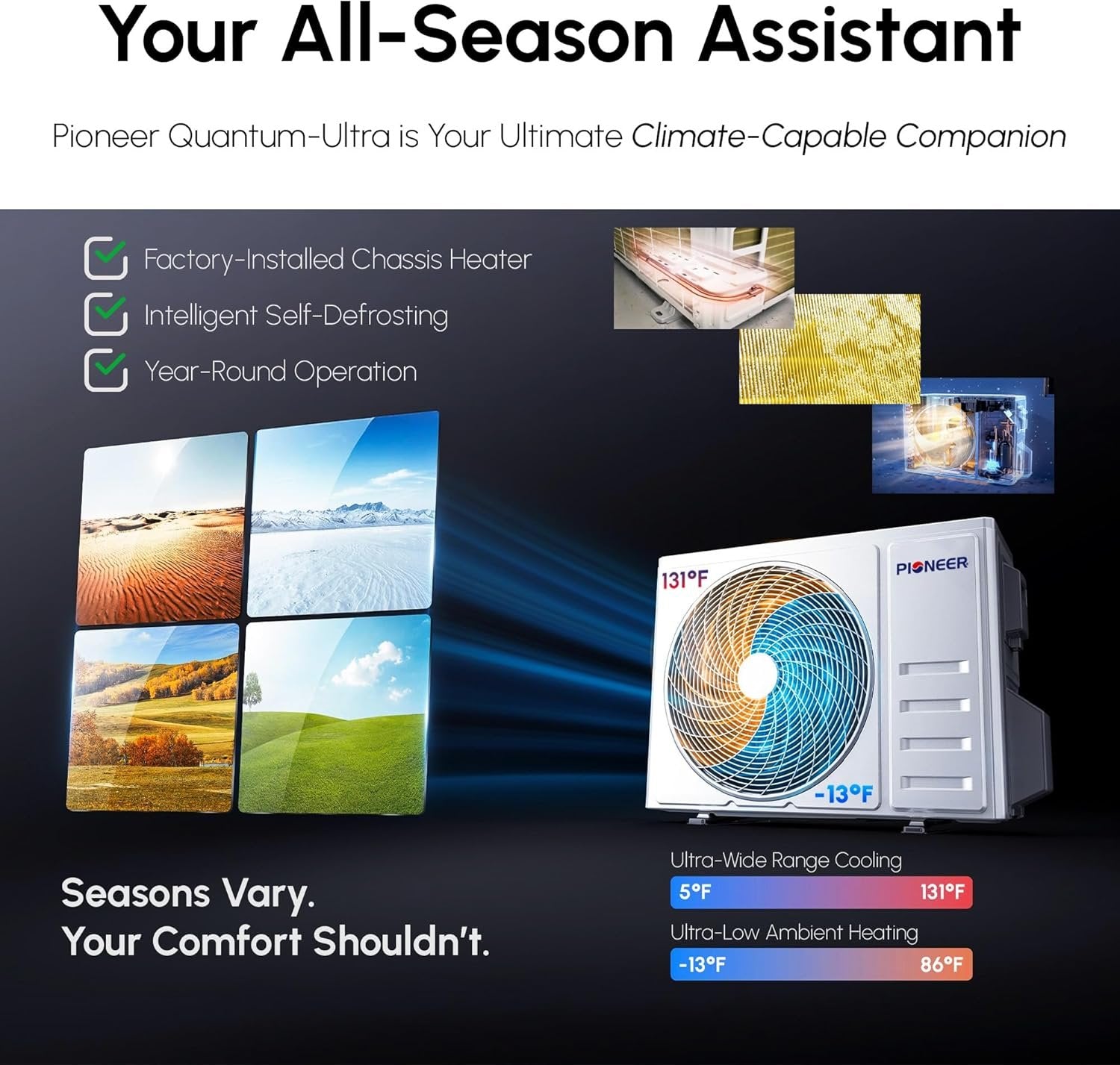 Quint Split 45000 BTU 3.75-Ton Quantum Ultra Wi-Fi 22 SEER Energy-Star Multi (5) Zone Wall Mount Air Conditioner Heat Pump 230-Volt