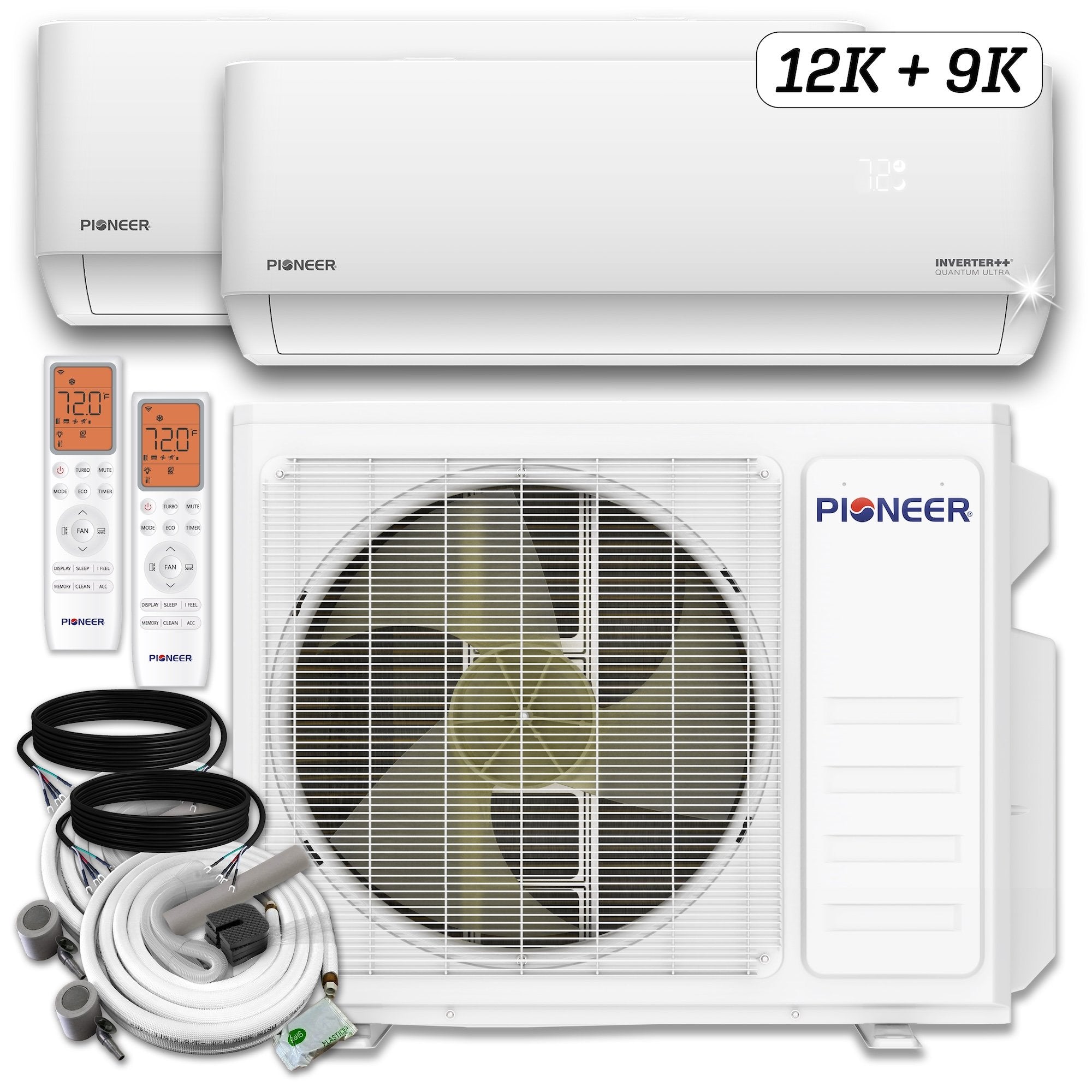 Dual Split 21000 BTU 1.5-Ton Quantum Ultra Wi-Fi 24 SEER2 Energy-Star Multi (2) Zone Wall Mount Air Conditioner Heat Pump 230-Volt