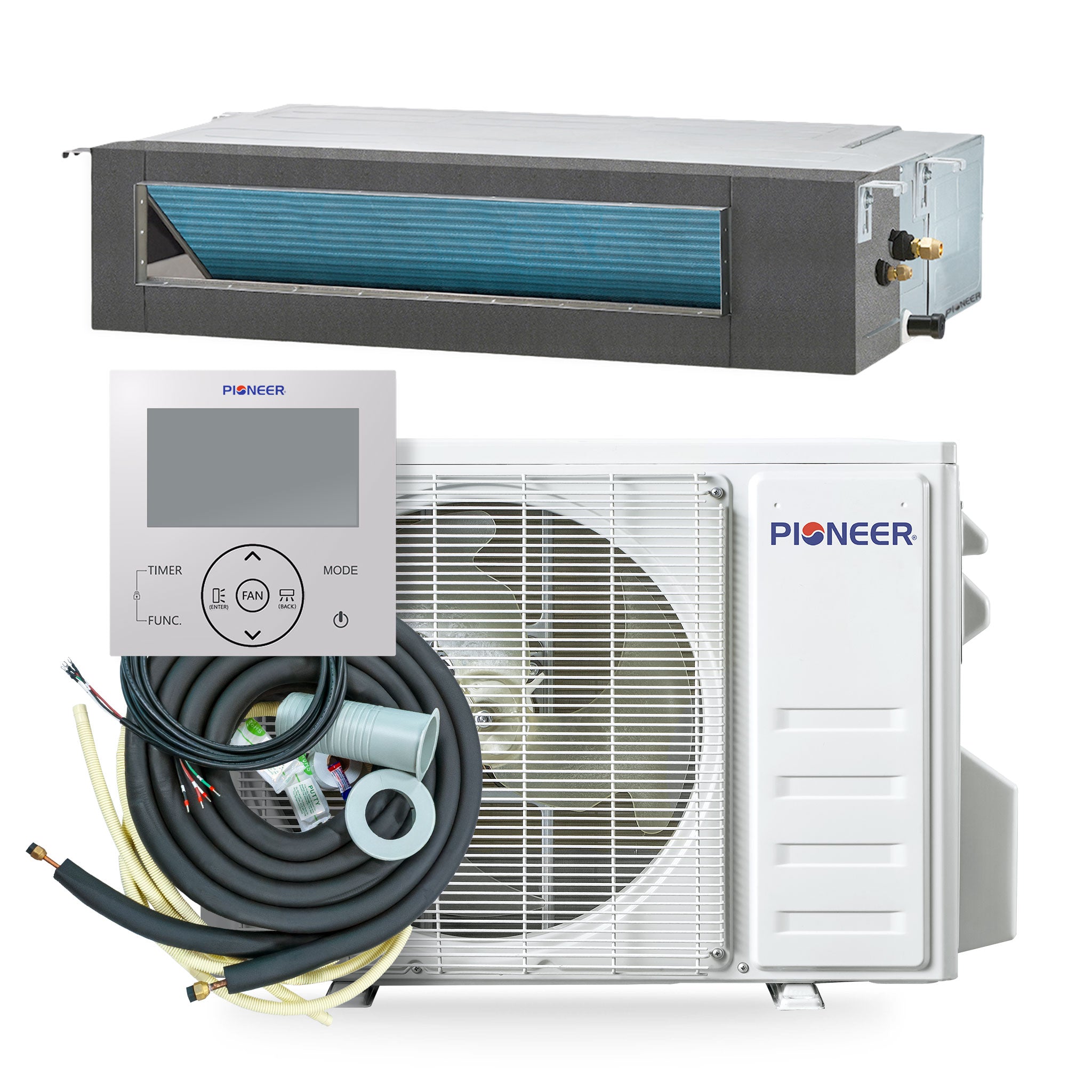 Pioneer Quantum Ultra 18,000 BTU 21 SEER2 230V Ceiling Concealed Ducted Mini-Split Air Conditioner Inverter Heat Pump Full Set