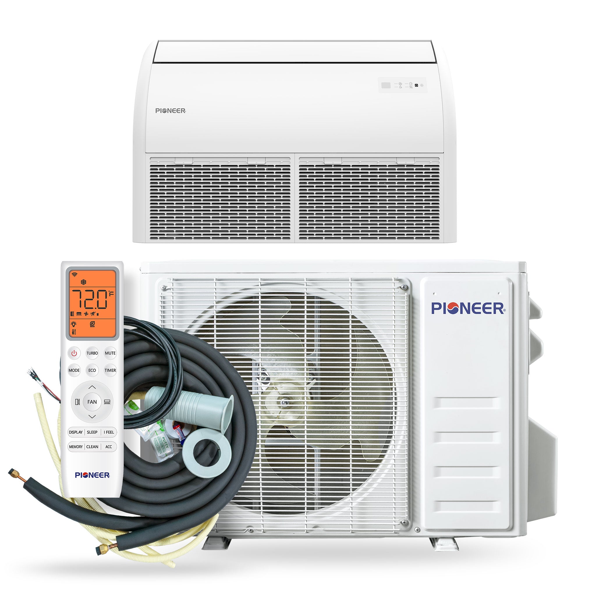 Pioneer Quantum Ultra 18,000 BTU 20.5 SEER2 230V Floor/Ceiling/Low-Wall Ductless Mini-Split Air Conditioner Inverter Heat Pump Full Set