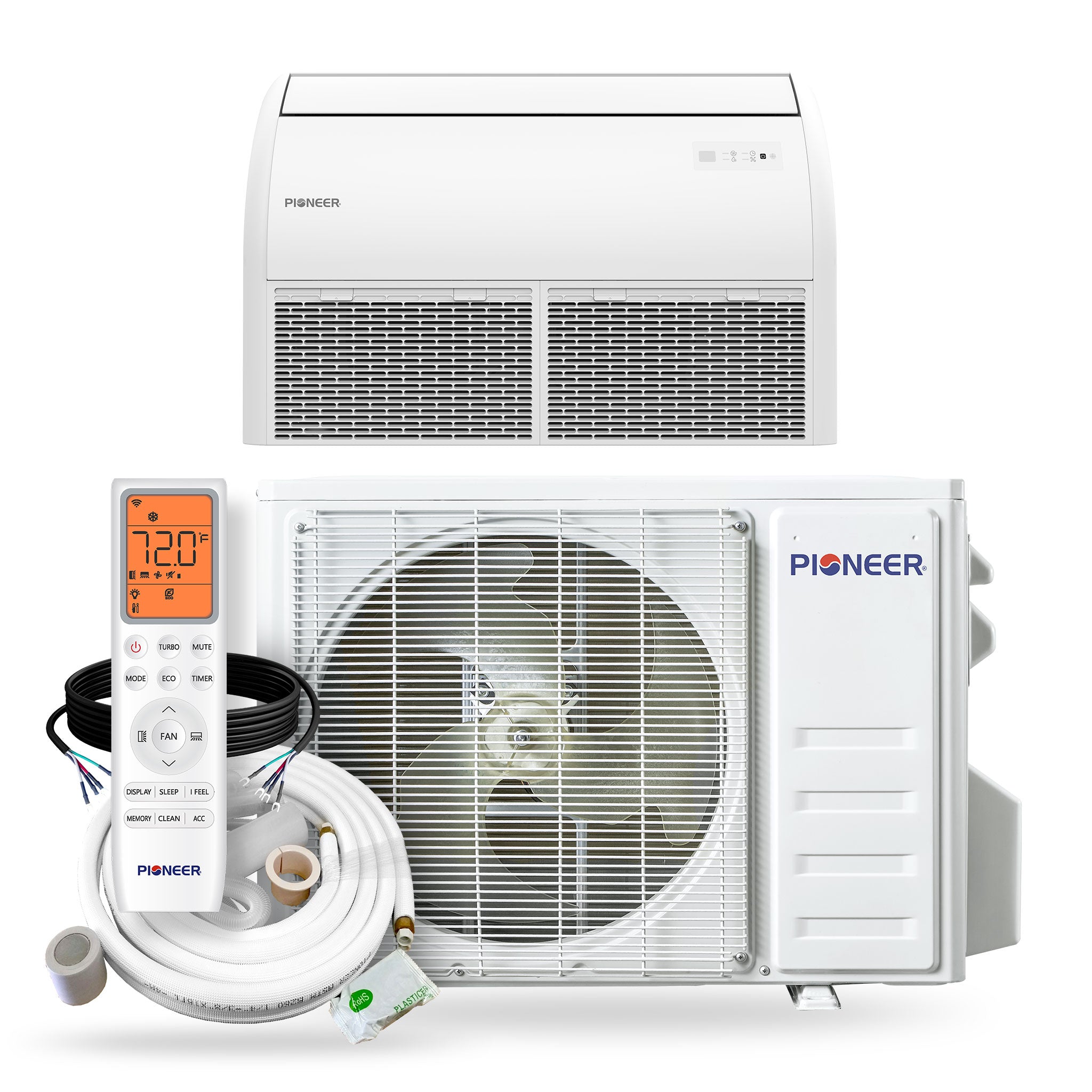 Pioneer Quantum Ultra 18,000 BTU 20.5 SEER2 230V Floor/Ceiling/Low-Wall Ductless Mini-Split Air Conditioner Inverter Heat Pump Full Set - Thumbnail 4