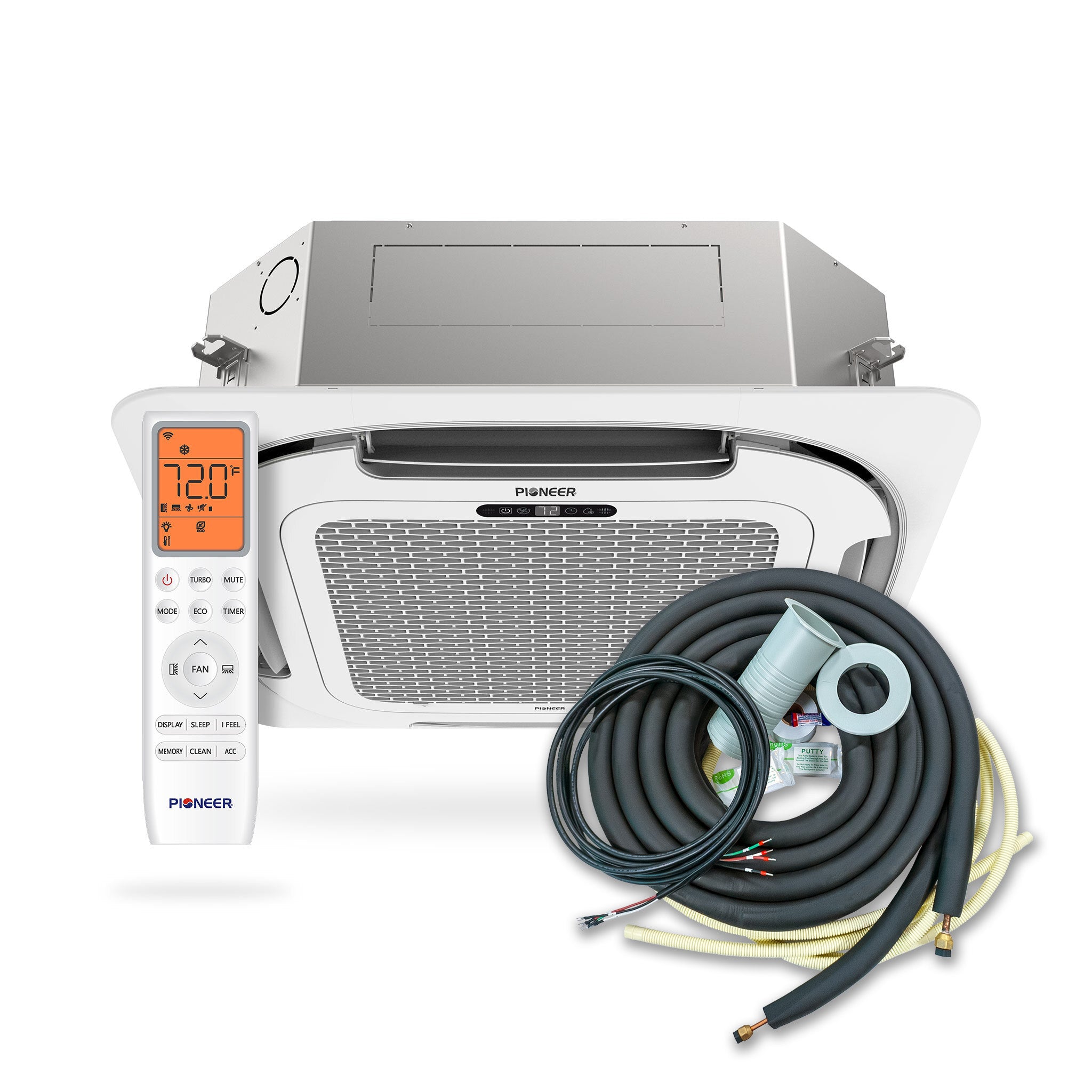 Pioneer® Multi Zone 9,000 BTU Quantum Ultra Ceiling Cassette Indoor Section Ductless Mini-Split Wi-Fi Inverter++ Air Conditioner Heat Pump 230V