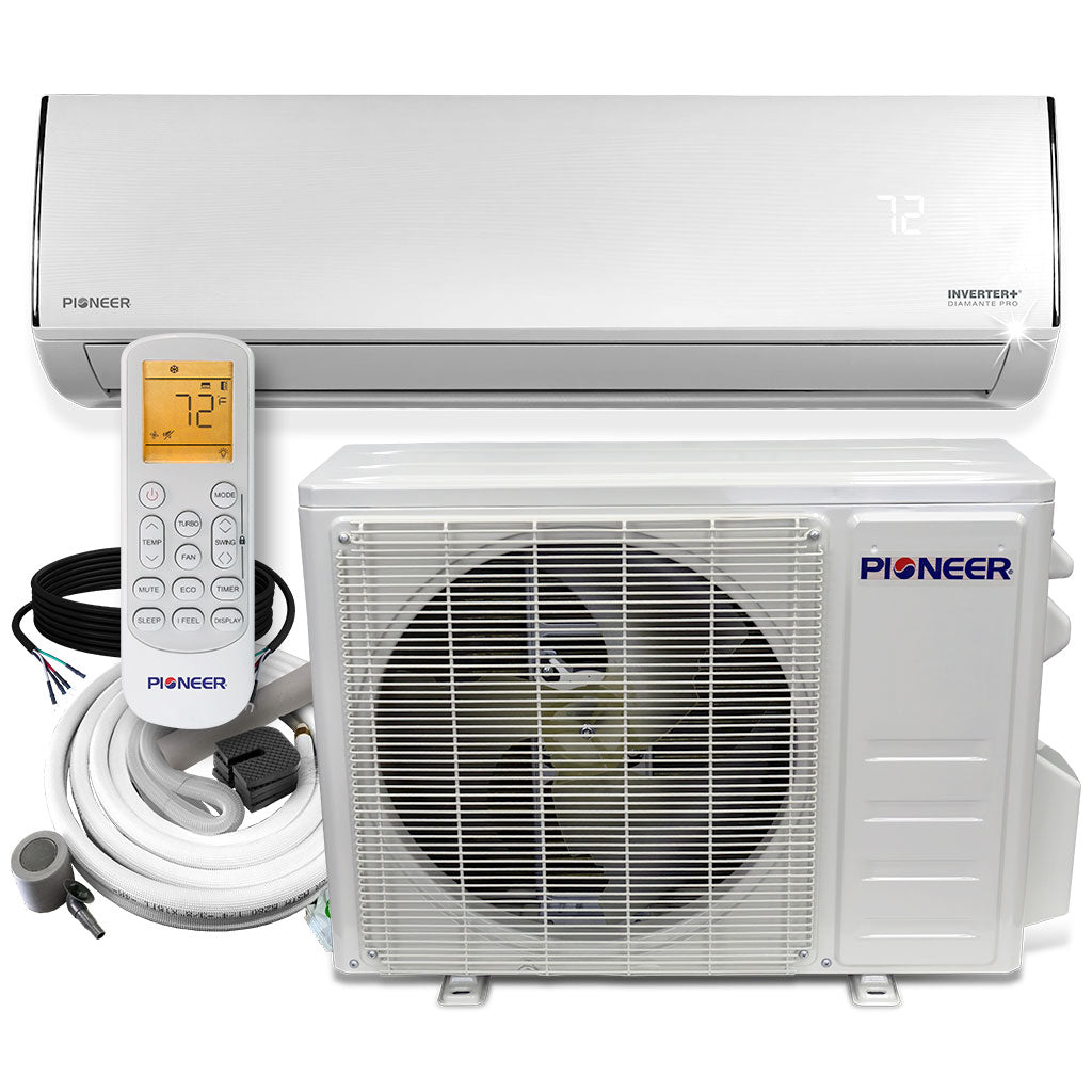 Pioneer® Diamante Pro Series 12 000 BTU 19 SEER2 Ductless Mini Split Air Conditioner Inverter+ Heat Pump Full Set 115V 16 Ft. Kit