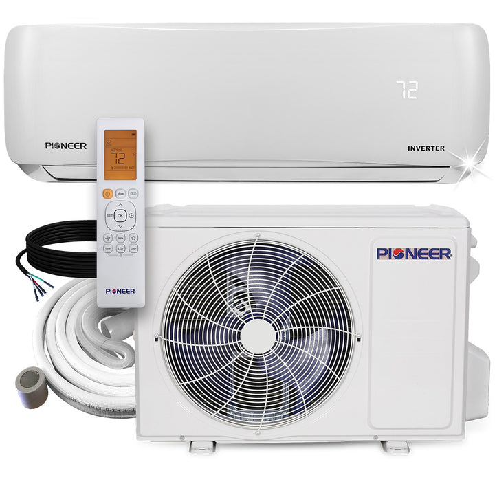 Pioneer® 9,000 BTU 20.5 SEER 115V Inversor mini-split sin ductos + sistema de bomba de calor de aire acondicionado Juego completo