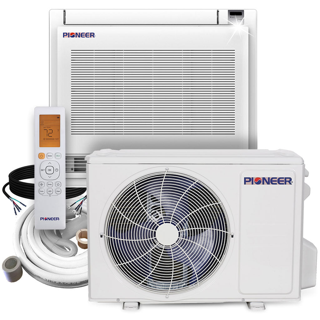 Pioneer® 12 000 BTU 22.7 SEER2 Floor Console Mini Split Inverter++ Energy Star Air Conditioner Heat Pump System Full Set 230V